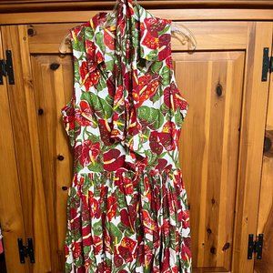 Bernie Dexter Deanna Dress with red tropical flower print, size: XL